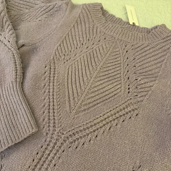 NWT Anthropologie Lavender Purple Sweater Bell Sleeves L - Picture 7 of 8